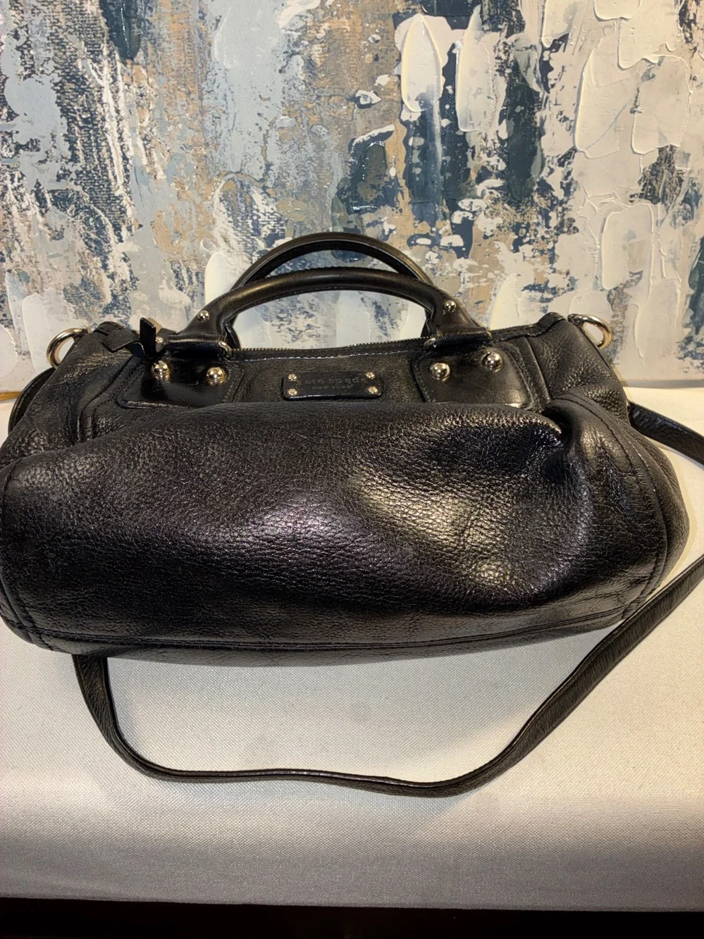 Genuine Kate Spade Black Slouchy Pebbled Leather Shoulder Satchel